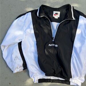 Nike Black and White Jacket with Red Logo